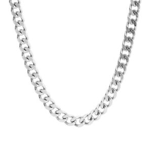 Cuban Chain Link Necklace | White Gold‎ Plated SS